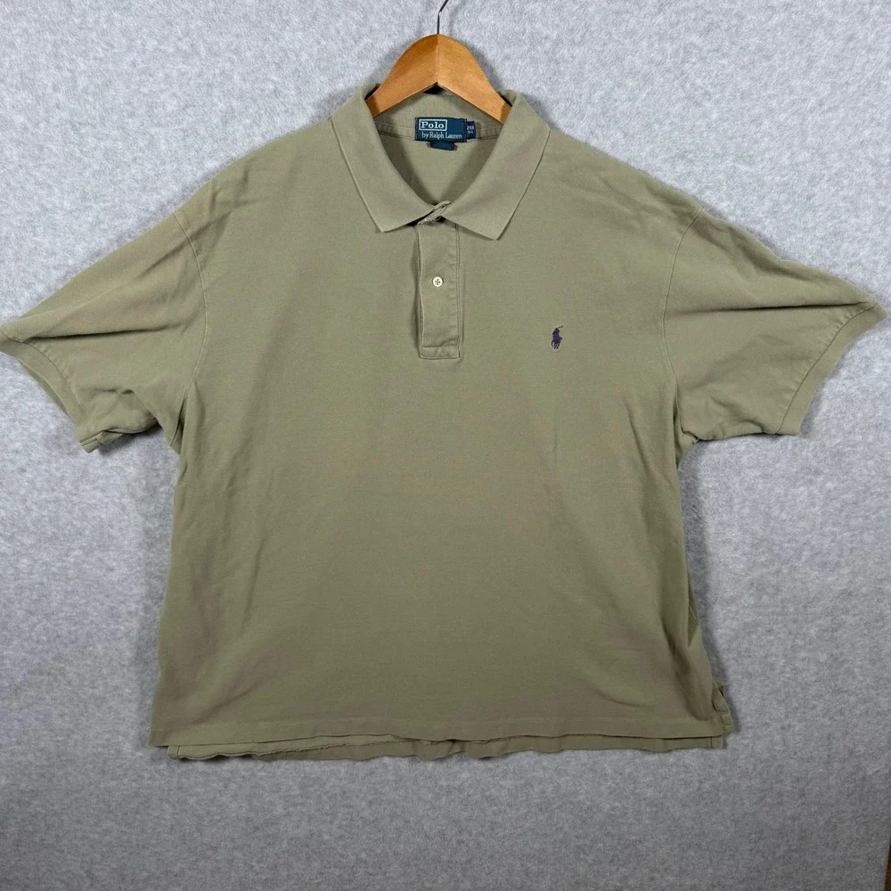Polo Ralph Lauren Mens 2XB Big Polo Shirt Olive Green Short Sleeve Cotton Pique - Picture 1 of 10